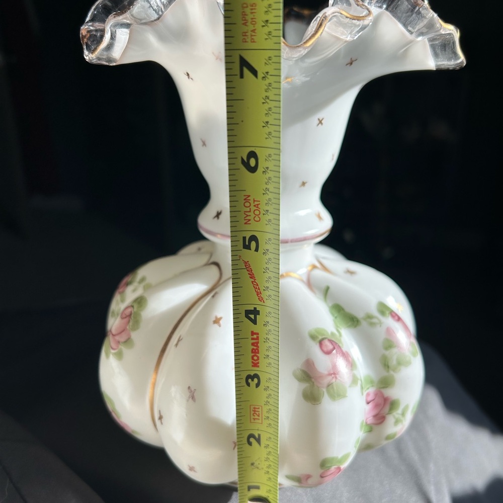 Fenton White and Gold Vase with Graceful Accents - Picture 4 of 9